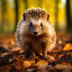 Fototapeta premium Hedgehog, Wildlife Photography, Generative AI