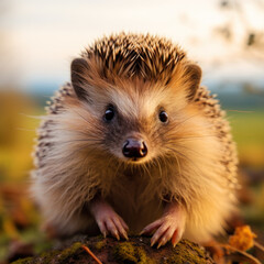Fototapeta premium Hedgehog, Wildlife Photography, Generative AI