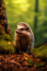 Naklejka premium Hedgehog, Wildlife Photography, Generative AI