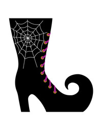 Black boot of witch graphic element design for decoration in Halloween.