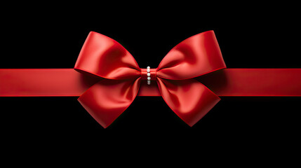 Elegant Red Ribbon with Bow - Isolated Gift Wrapping Decoration on Black Background. created with Generative AI