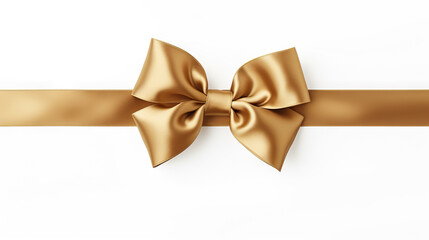 Shiny Gold Bow - Isolated Gift Wrapping Ribbon on White Background. created with Generative AI