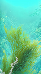 Naklejka premium Underwater seaweed wallpaper (AI generated)