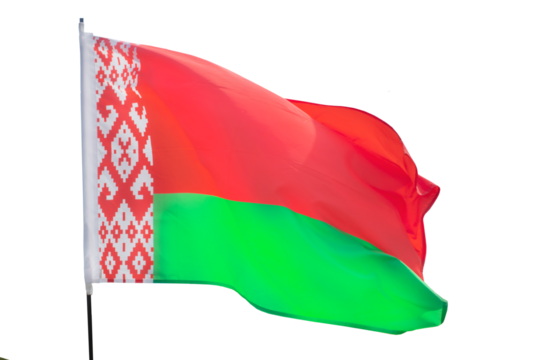 Belarus flag isolated on white background waving in the wind. symbols of Belarus.