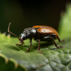 brown beetle on a leaf Generative ai