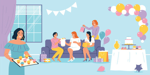 Flat Baby Shower Illustration
