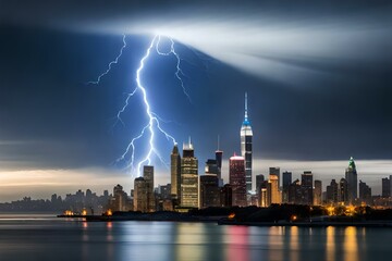 Obraz premium city skyline with storm