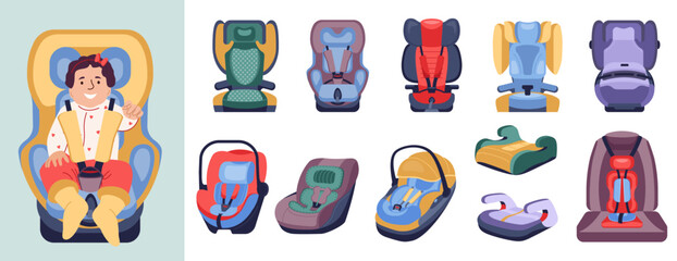 Children Car Seat Icons