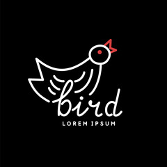 Minimalistic and stylish Bird emblem. Modern typography. Illustration with text in a fashionable simple style.