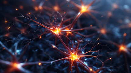 Abstract backgrounds of neurons working inside brain, neuron link Neurons and synapse like structures depicting brain chemistry