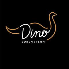 Minimalistic and stylish Dino emblem. Modern graphics. Vector illustration with text in a fashionable simple style.