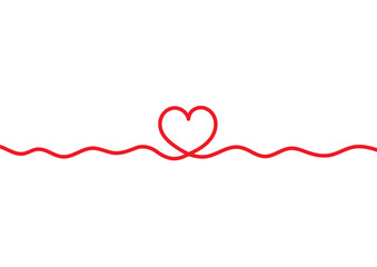 Red line with heart shape vector illustration