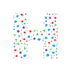 H Letter made from colorful splashes , H letter logo , Abstract H