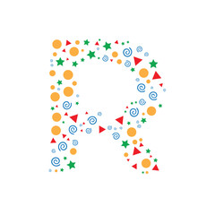 R Letter made from colorful splashes , R letter logo , Abstract R