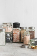 Jars with assorted speciality salt