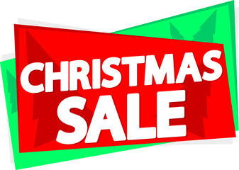Christmas Sale banner, discount tag on transparent background. Promotion sign for shop or online store, PNG illustration
