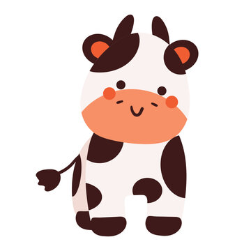 hand drawing cartoon cow sticker