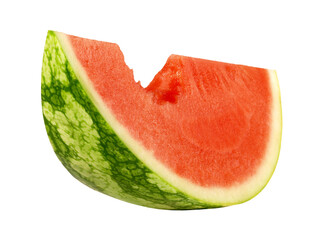 Watermelon Fruit with a Bite - Transparent PNG Background