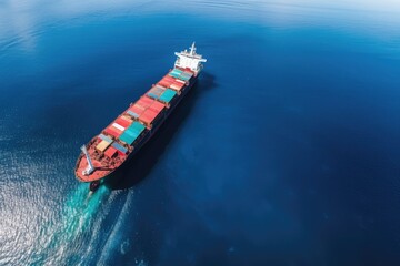 Cargo ship sailing in calm sea waters, created using generative ai technology
