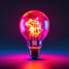 Light bulb with colour explosion on dark background, created using generative ai technology