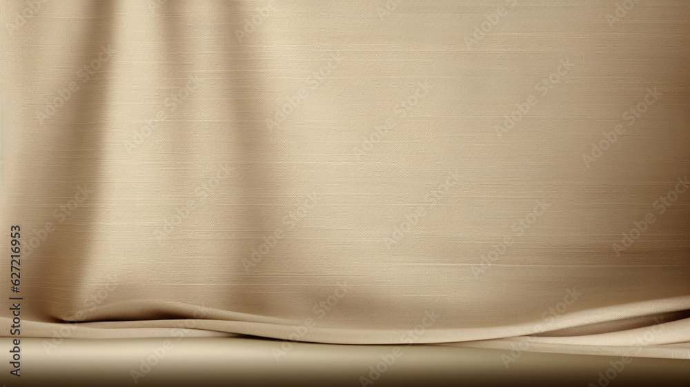Poster empty curtains stage light on beige background texture. mock up product display podium with generati