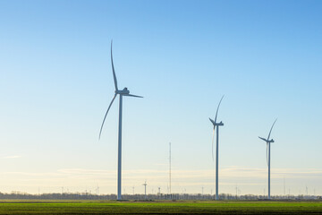Typical Dutch landscape with windmills, Netherlands.
