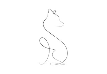 Continuous one line art of a dog vector illustration. Premium vector.