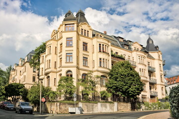 plauen, deutschland - sanierte häuser in der altstadt