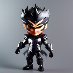 3d cute hero villain chibi figure created by generative ai
