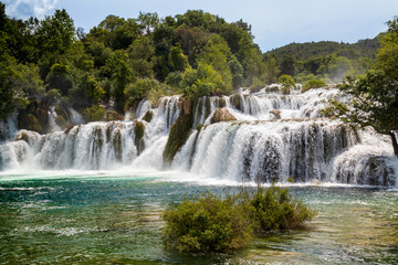 Waterfall in Krka national park in Croatia.