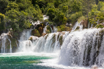 Waterfall in Krka national park in Croatia.