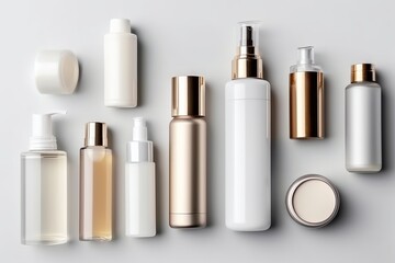 set of cosmetic bottles