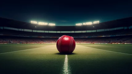 Tuinposter Cricket stadium with ball © sid