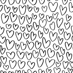 Fototapeta premium Seamless pattern with abstract hearts. Hand drawn ink print for fabric, textiles, wrapping paper. Vector illustration