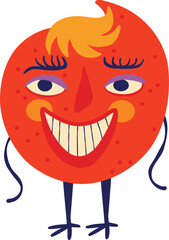 funky character with an smile muzzle, An illustration in a modern childish hand-drawn style