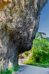 Trigrad gorge canyon of vertical marble rocks in rhodope mountains