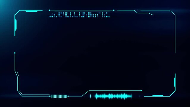 Futuristic HUD video frame Digital technology plexus lines background. Technology HUD template. Frame HUD element. HUD viewfinder Interference. Hologram VHS Noise Background In Hi Future Frame. 4K
