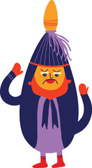 Vibrant Strange Halloween character. Cute bizarre comic characters in flat hand drawn style