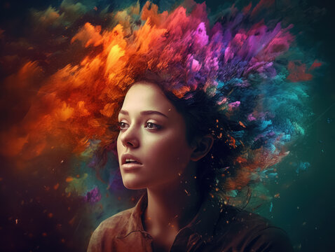 Human brain exploding concept
