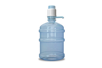 Plastic big bottle for water and pomp on white background. Gallon water bottle mockup isolated. 3d rendering. water delivering service.