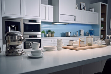 the kitchen interior white modern and hi-technology