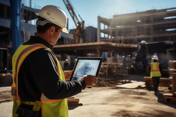 Obraz premium group of engineers and construction workers huddled working together
