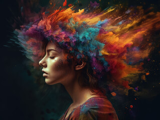 Human brain exploding concept