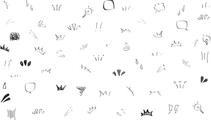 イラスト素材：かわいい手書きのリアクションあしらいセット（ベクター）