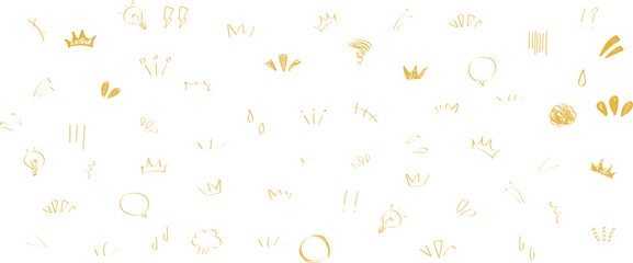 イラスト素材：かわいい手書きのリアクションあしらいセット（ベクター）