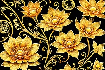 Beautiful fantasy wallpaper. Different botanical flower bunch, motif for floral print digital background. Generative ai