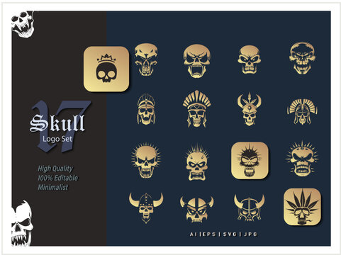 17 skull icon set