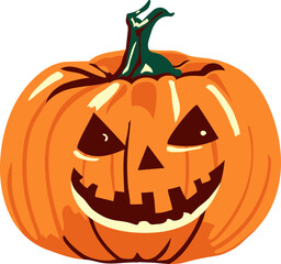Halloween pumpkin, funny face, spooky pumpkin, vector illustration.