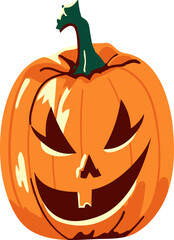 Halloween pumpkin, funny face, spooky pumpkin, vector illustration.