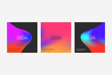 Fototapeta premium Abstract spring square gradient cover template design set for poster, social media post and modern album. Aesthetic circular gradient post. Vector modern color kit.